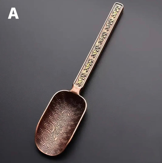 Elegant Alloy Tea Scoop - Floral Pattern